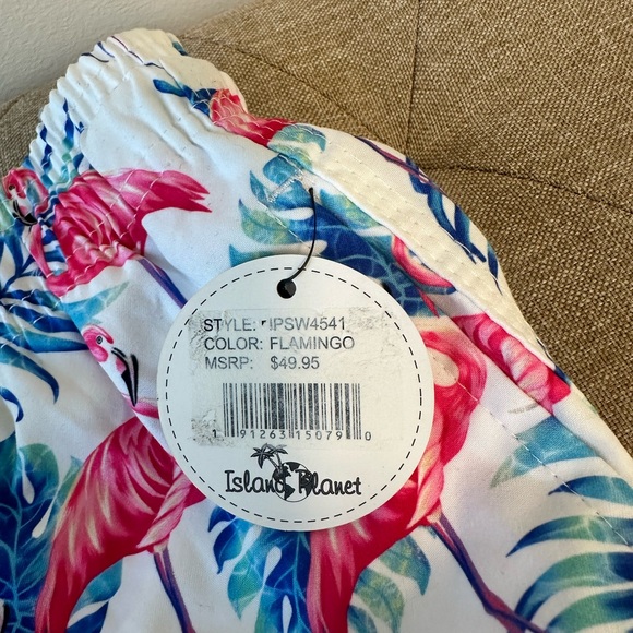 Men’s Board Shorts Flamingo Island Planet Elastic Waistband XXL - Picture 5 of 6